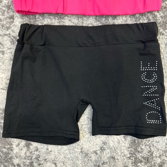 Pink Top and Black Dance Shorts Set - Picture 2 of 7